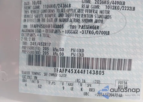 2004 Ford Mustang Gt from USA, damaged, VIN 1FAFP45X44F143805